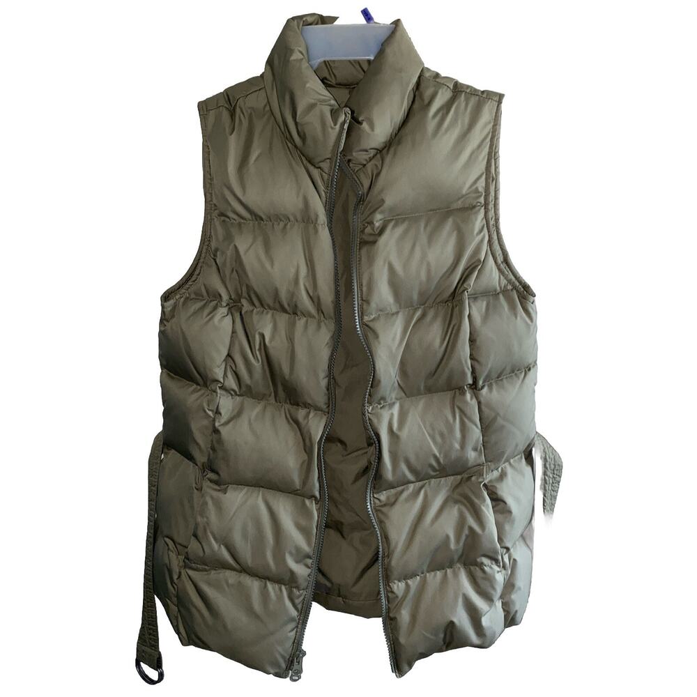 Gap womens olive khaki green Tan down puffer vest SIZE-medium warm no hood. H